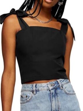 Topshop Black Tie-Shoulder Crop Cami